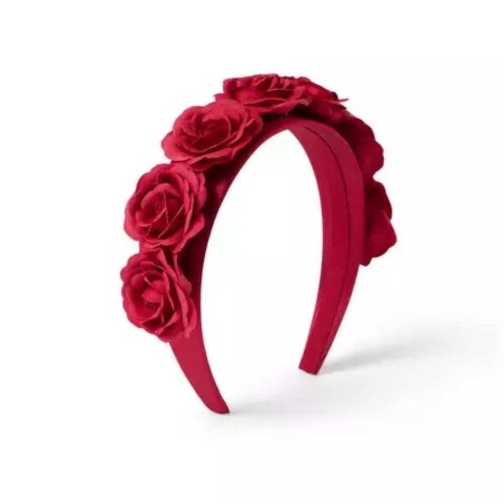 Janie and Jack kids girls toddlers Rosette flowers Headband holiday red